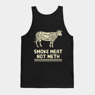 Smoke Meat Not Meth Cow Beef Barbecue Animal Tank Top